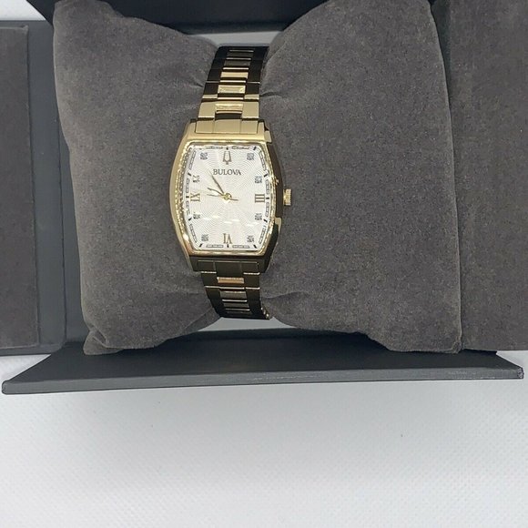 Bulova Tonneau 97P148 26mm Gold SS Watch - Picture 3 of 5